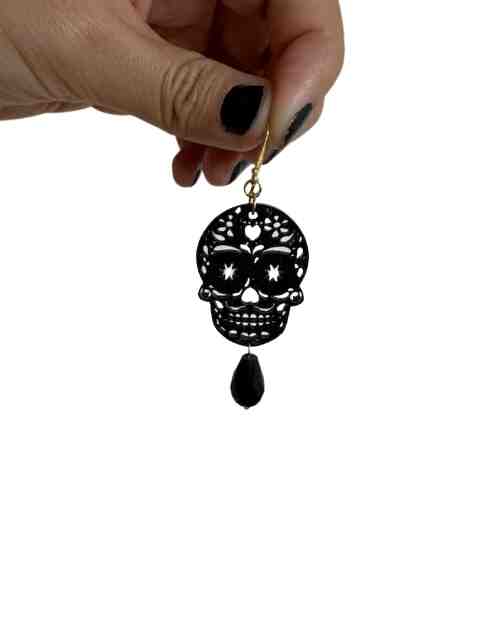 Black Sugar Skull Earrings