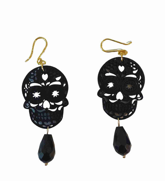 Black Sugar Skull Earrings