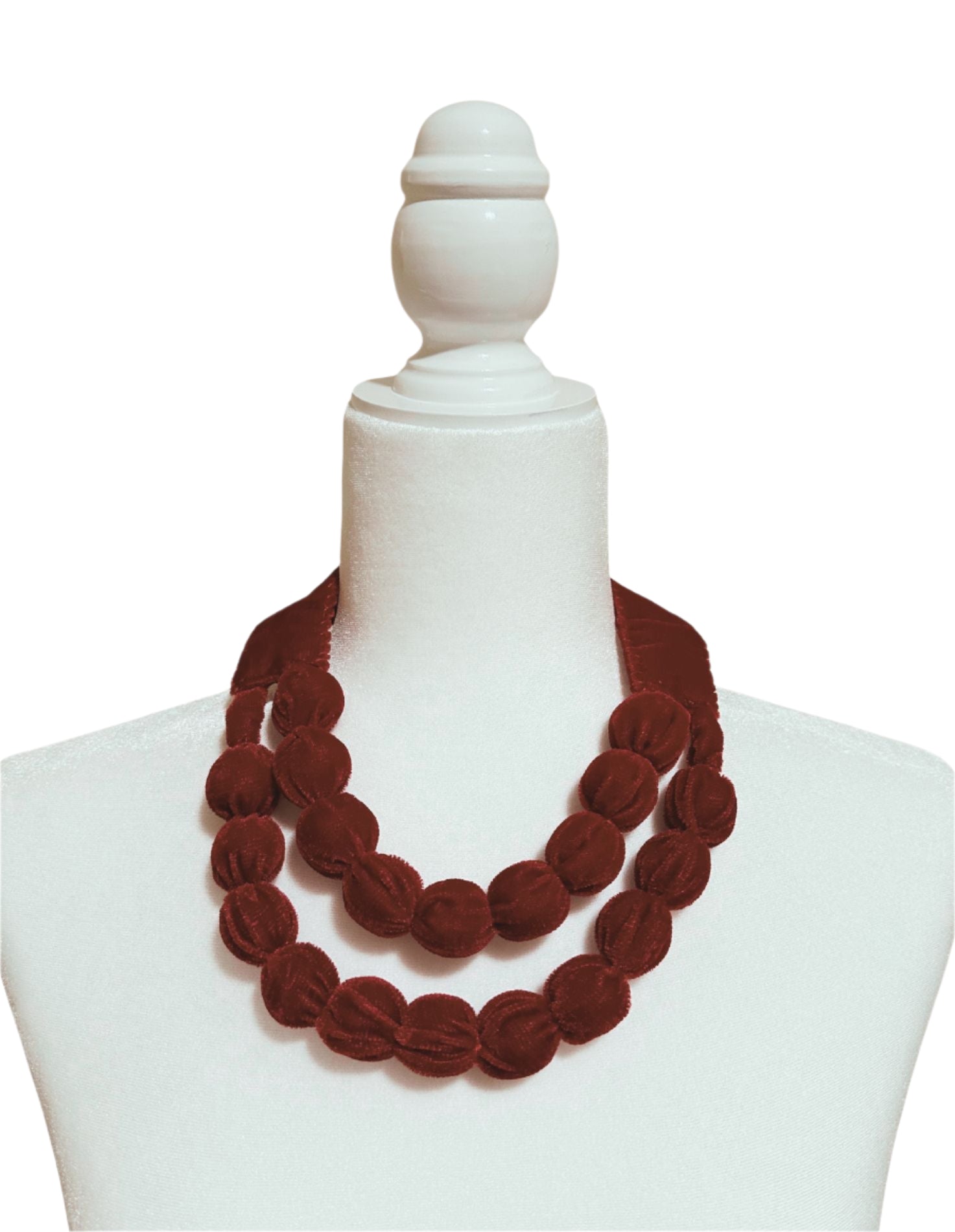 Red Velvet Contemporary Textile Statement Necklace