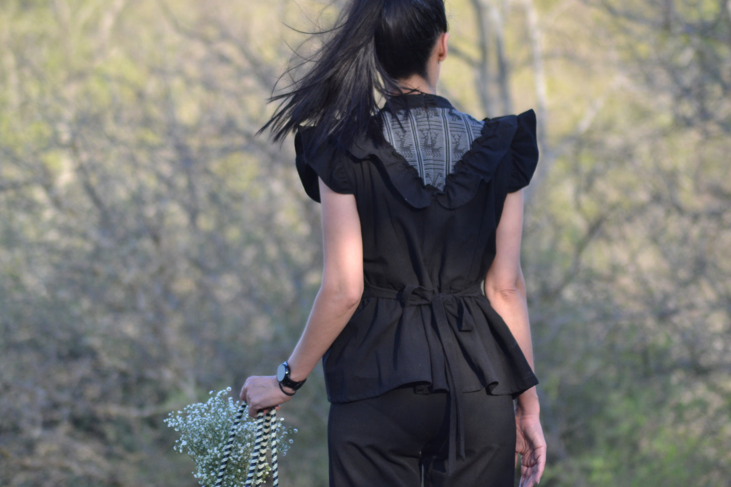 Black Embroidered Oaxacan Blouse