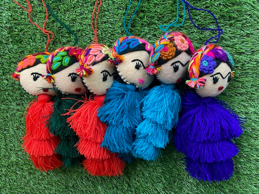 Frida Embroidered Pom Pom Tassels