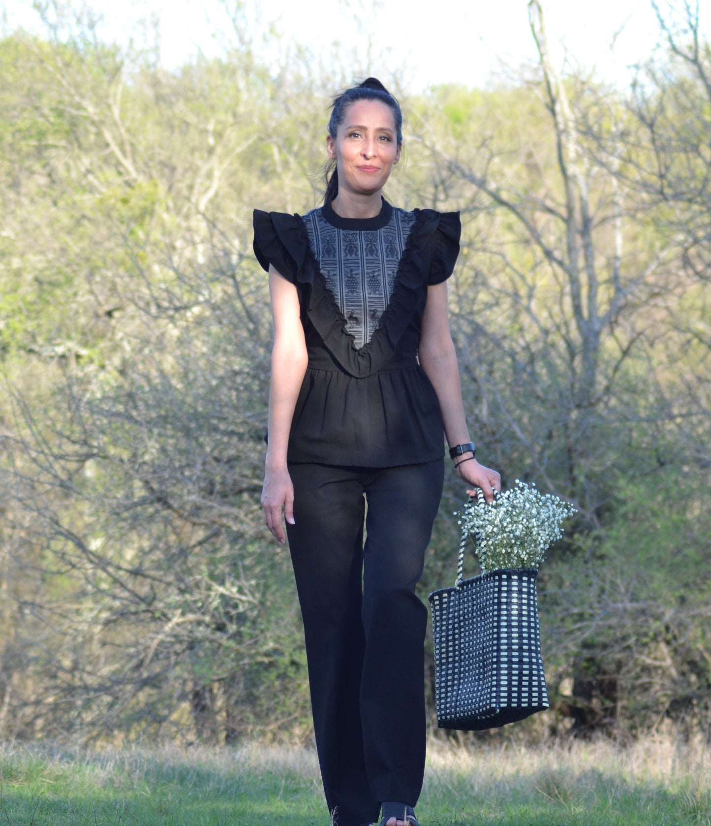 Black Embroidered Oaxacan Blouse