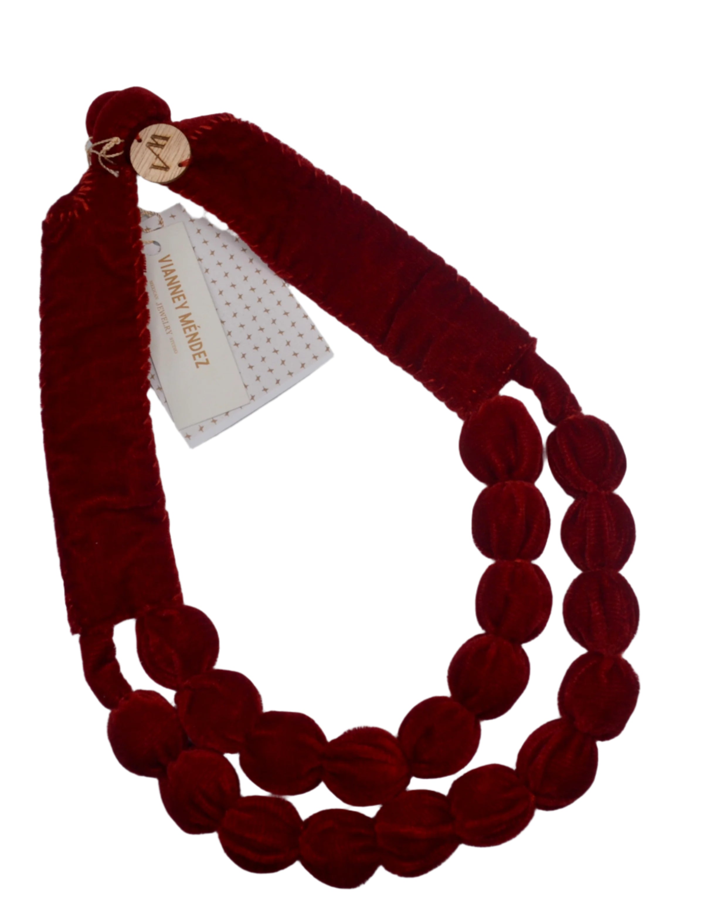 Red Velvet Contemporary Textile Statement Necklace