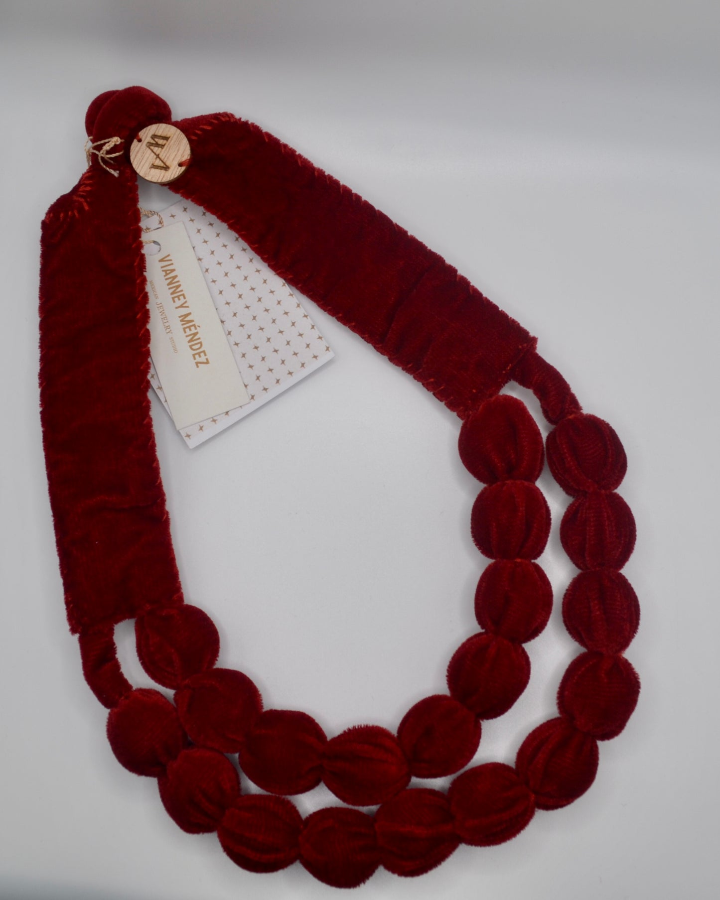 Red Velvet Contemporary Textile Statement Necklace